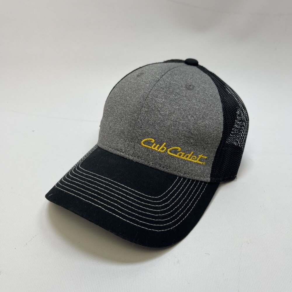 Cub Cadet Trucker Hat Mesh Back Snapback Adjustable Grey Black Workwear Cap